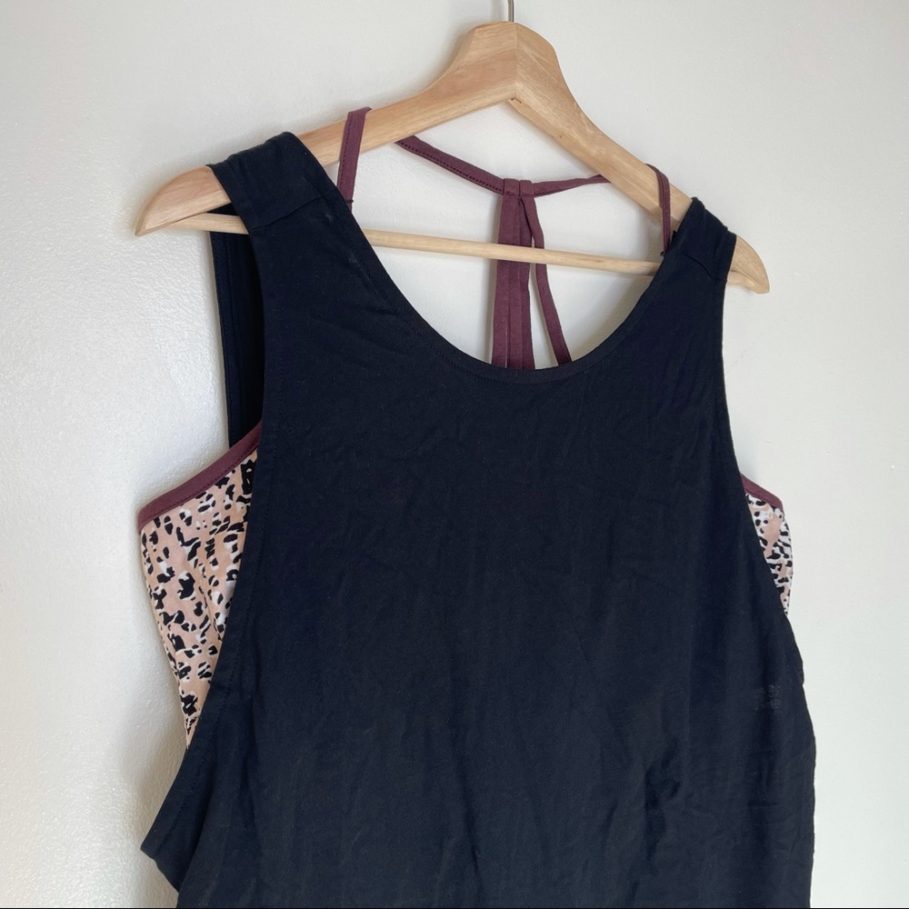 Simply Cacique Black Pajama Sleep Shirt Chemise Tank Bra Animal Print - Picture 8 of 9